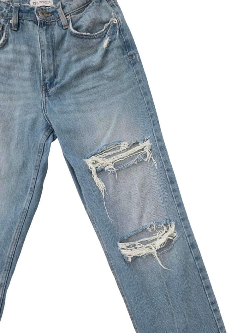 Zara Jeans Womens 4 26 Distressed Ripped Straight Leg High Rise Grunge Denim - Picture 4 of 14